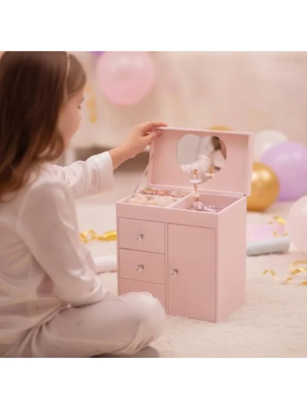 Charming Pink Musical Jewelry Box, Upright Design, Perfect Gift for Girls